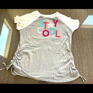 This is a gray blouse that is size 16 in girls!